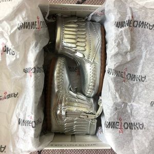 🆕 Minnetonka Silver Moccasin Baby Boots